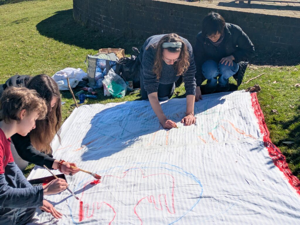 Decorating our tent